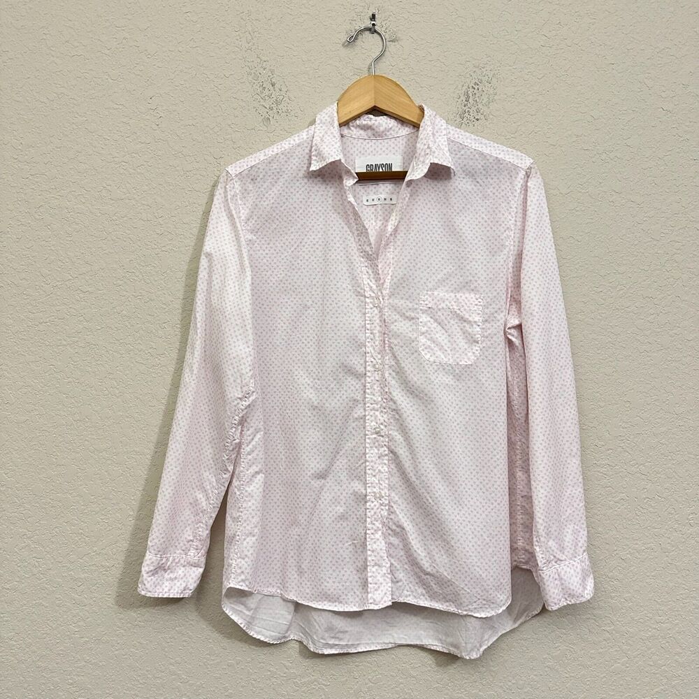 GRAYSON The Hero Button-Up Long Sleeve Shirt Pink Heart Print